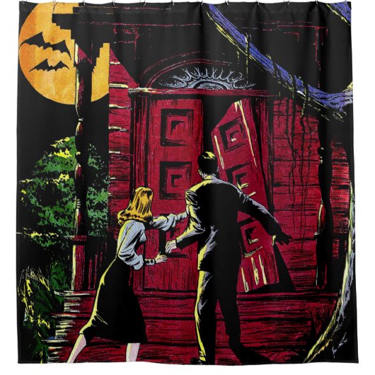 ザノウハウ幽霊のよく出るスヴィンテージ漫画 シャワーカーテン (正面)