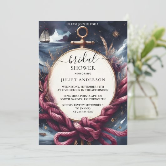 ザノットボートシップ海軍ブルー航海のブライダルシャワー 招待状 (スタンド正面)