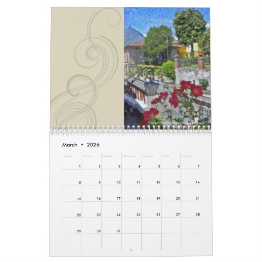 ザノースオブイタリアファインアート カレンダー (3月 2026)