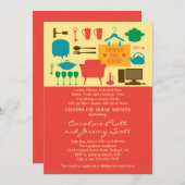 ザハのまわりにウスカップルのブライダルシャワーの招待 招待状 (正面/裏面)