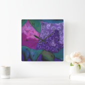 ザハイダウェイ – 抽象芸術紫とマゼンタ天国 スクエア壁時計 (ホーム)