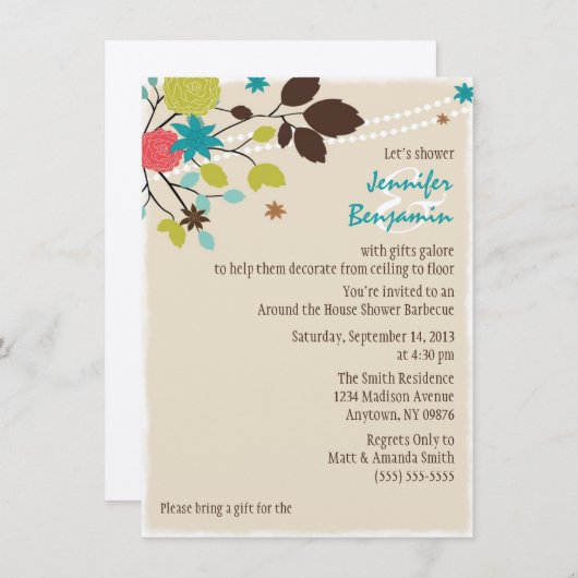 ザハウスクーのまわりにルズウェディングシャワー招待状 招待状 (正面/裏面)