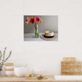 ザハッピーガーベラカラフルフラワー+名前をカスタムする ポスター (キッチン)