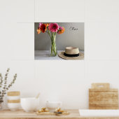 ザハッピーガーベラカラフルフラワー+名前をカスタムする ポスター (キッチン)