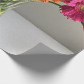 ザハッピーガーベラカラフルフラワー+名前をカスタムする ラッピングペーパー (角)