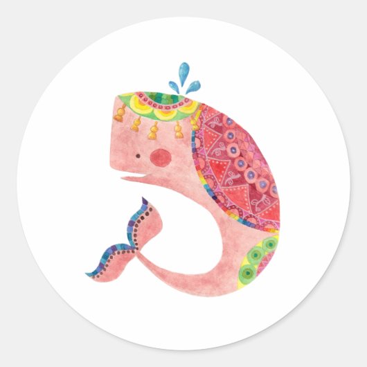 ザハッピーピンククジラ ラウンドシール (正面)