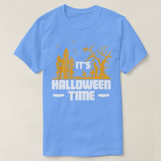 ザハロウィーンタイムハ幽霊のよく出るウスキャッスル幽霊 Tシャツ (デザイン正面)