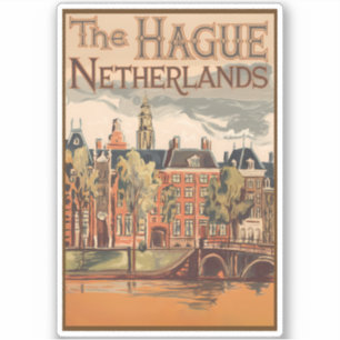 ザハーグオランダイラストレーション旅行芸術 シール