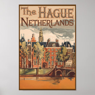 ザハーグオランダイラストレーション旅行芸術 ポスター