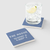 ザハーグ緯度経度ブルー ストーンコースター (横)