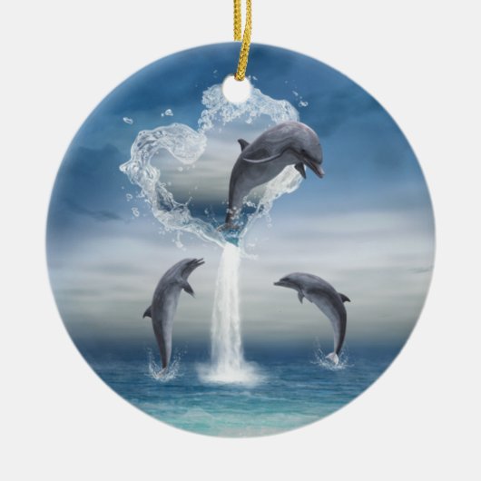 ザハートからドルフィンズラウンドオーナメント セラミックオーナメント (正面)