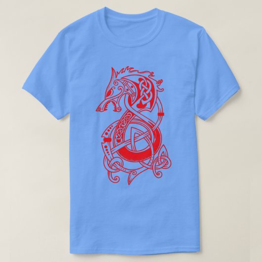 ザバイキングウルフフェンリールレッド Tシャツ (デザイン正面)