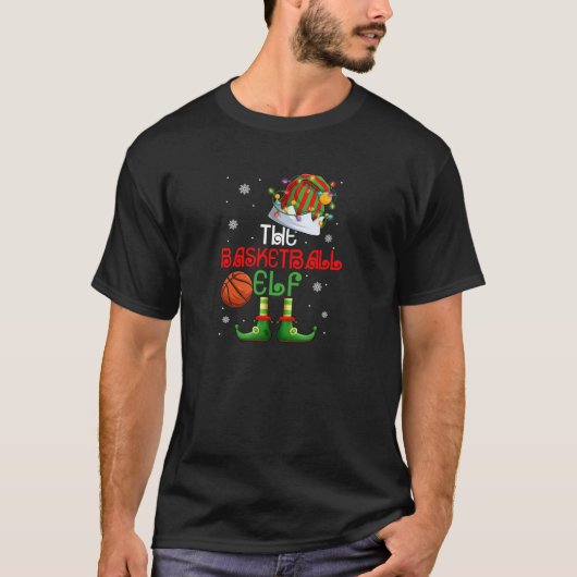 ザバスケッおもしろいトボール小妖精や小人クリスマスツリーライツXma Tシャツ (正面)
