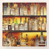 ザバックバー芸術的の水色 ガラスコースター (正面)