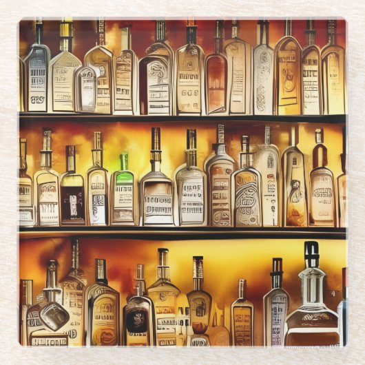 ザバックバー芸術的の水色 ガラスコースター (正面)