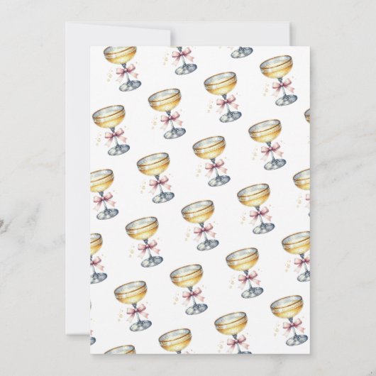 ザバブリーポップ・アートのシャンパンピンクボウ誕生日 招待状 (裏面)