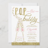 ザバポップ・アートのブリーブライダルシャワー招待状フェイク金ゴールド 招待状 (正面)