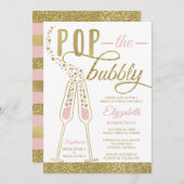 ザバポップ・アートのブリーブライダルシャワー招待状フェイク金ゴールド 招待状 (正面/裏面)