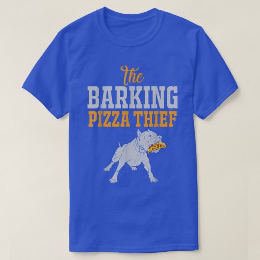 ザバーキングピザ泥棒おもしろい犬ピザSを盗む Tシャツ (デザイン正面)