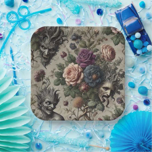 ザバースデーパーティー – ゴシックビクトリアンフローラ ペーパープレート (パーティー)