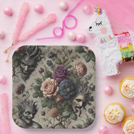 ザバースデーパーティー – ゴシックビクトリアンフローラ ペーパープレート (パーティー)