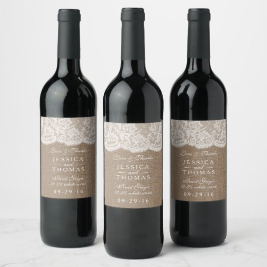ザバーラップ&レース結婚ズコレクション ワインラベル (ボトル)