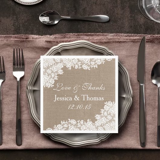 ザバーラップ&素朴ヴィンテージホワイトレースコレクション スタンダードカクテルナプキン