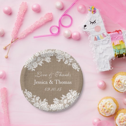 ザバーラップ&素朴ヴィンテージホワイトレースコレクション ペーパープレート (パーティー)