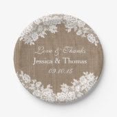 ザバーラップ&素朴ヴィンテージホワイトレースコレクション ペーパープレート (正面)