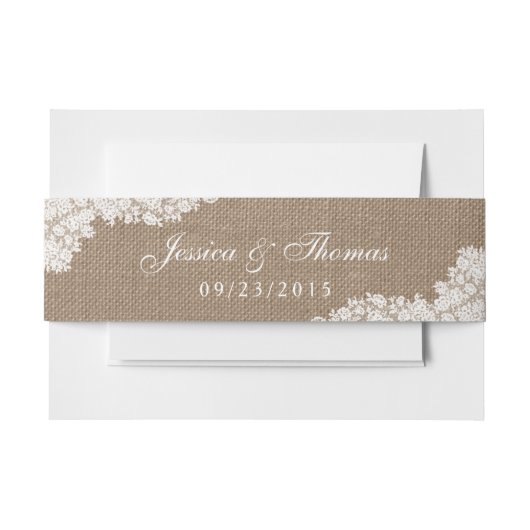 ザバーラップ&素朴ヴィンテージホワイトレースコレクション 招待状ベリーバンド (正面例)