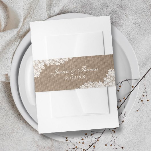 ザバーラップ&素朴ヴィンテージホワイトレースコレクション 招待状ベリーバンド