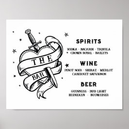 ザバー結婚の伝統的タトゥーハート岩 ポスター