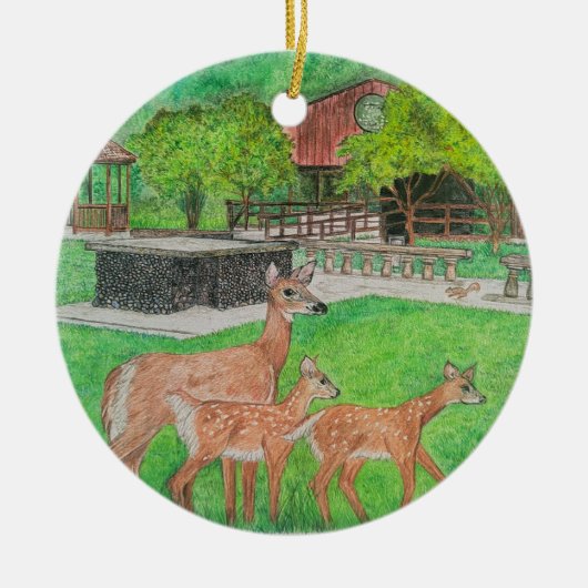 ザパビリオンのヒュミストンウッズの鹿 セラミックオーナメント (正面)