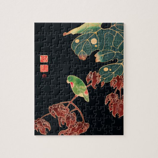 ザパロケカラフルバード日本のイラストレーション ジグソーパズル (縦)