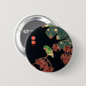 ザパロケカラフルバード日本のイラストレーション 缶バッジ (正面&裏面)