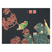 ザパロケヴィンテージ日本のウッドブロックプリント テーブルクロス (正面(横))