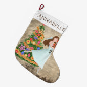ザパーソナライズされたナツクラッカークララバレエホリデー ラージクリスマスストッキング (正面 (吊り時))