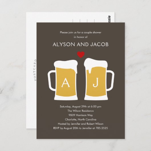 ザパーフェクトブリューウェディングシャワー招待状 ポストカード (正面/裏面)