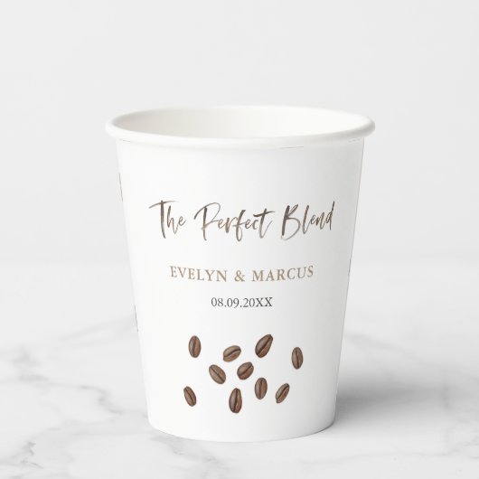 ザパーフェクトブレンドコーヒーカップルズウェディングシャワー 紙コップ (裏面)