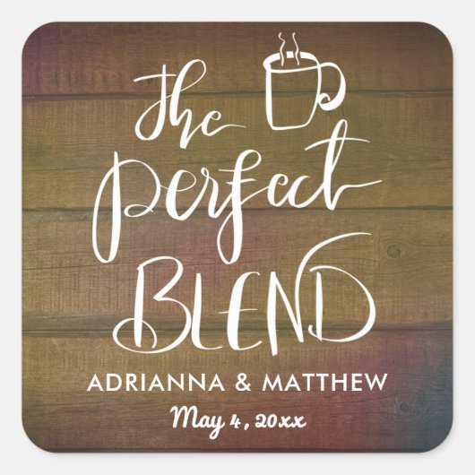 ザパーフェクトブレンド素朴ウッド結婚式の引き出物スクエア スクエアシール (正面)