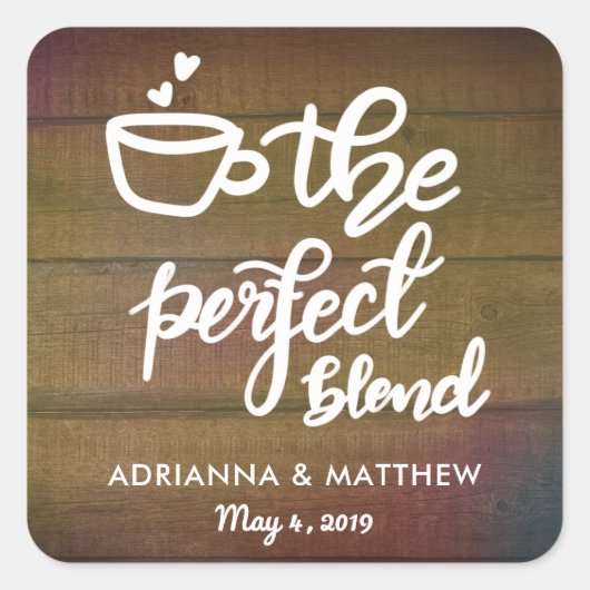 ザパーフェクトブレンド素朴ウッド結婚式の引き出物 スクエアシール (正面)