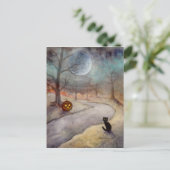 ザパ忘れスハロウィーンブラックキャットとカボチャ ポストカード (スタンド正面)