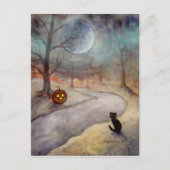 ザパ忘れスハロウィーンブラックキャットとカボチャ ポストカード (正面)