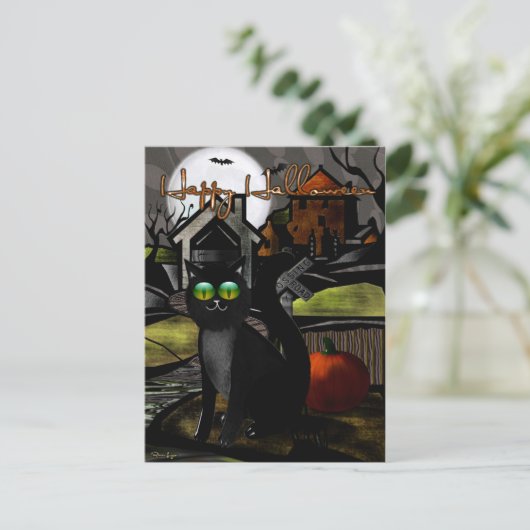 ザヒルズ幽霊のよく出るフォークアートハロウィーン ポストカード (スタンド正面)