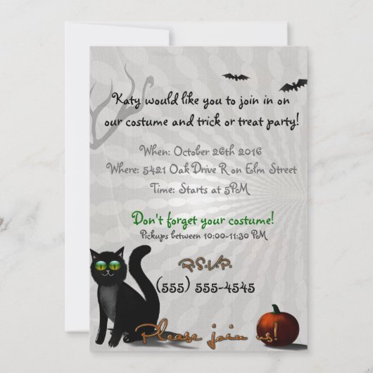 ザヒルズ幽霊のよく出るフォークアートハロウィーン 招待状 (裏面)