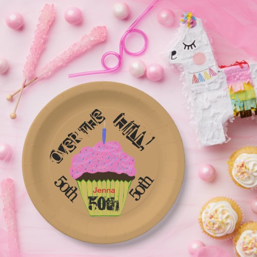 ザヒルピンクカップケパーソナライズされたーキプレート ペーパープレート (パーティー)