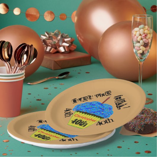 ザヒルブルーカップケパーソナライズされたーキプレート ペーパープレート (複数)