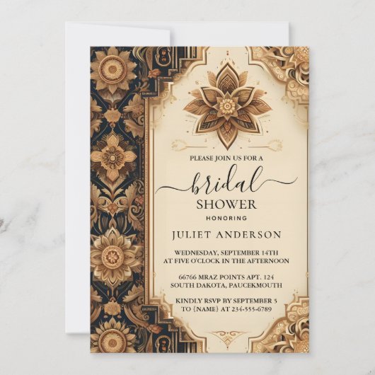 ザヒンディヘナメンディインディアンスタイルブライダルシャワー 招待状 (正面)