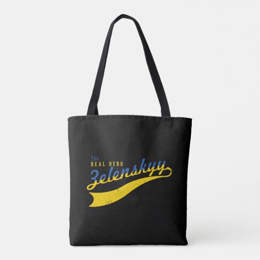 ザヒーロ実在ーゼレンスキーウクライナブルーイエロー トートバッグ (裏面)