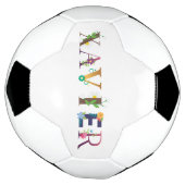 ザビエル名の刺繍エレガント付 サッカーボール (回転)